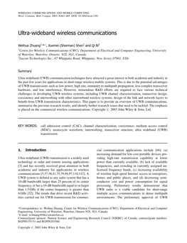 Ultra-Wideband Wireless Communications