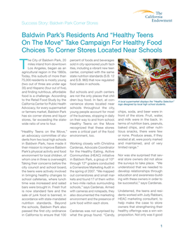 Baldwin Park's Residents and “Healthy Teens on The
