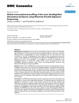 Global Transcriptional Profiling of the Toxic Dinoflagellate Alexandrium