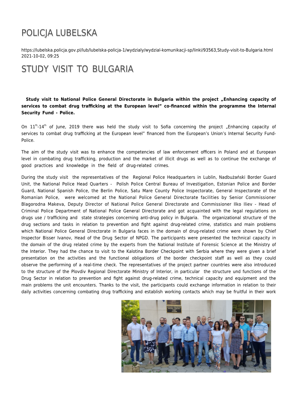 Study Visit to Bulgaria