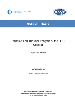 MASTER THESIS Mission and Thermal Analysis of the UPC Cubesat