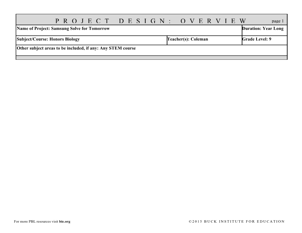 PROJECT OVERVIEW Page 1 s3