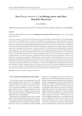 Pea (Pisum Sativum L.) in Biology Prior and After Mendel's Discovery