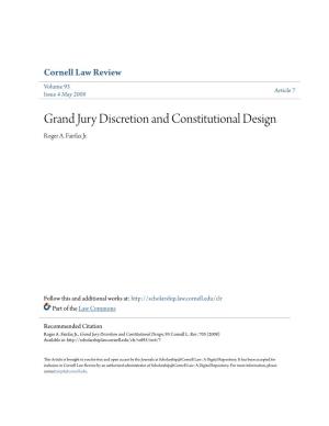 Grand Jury Discretion and Constitutional Design Roger A
