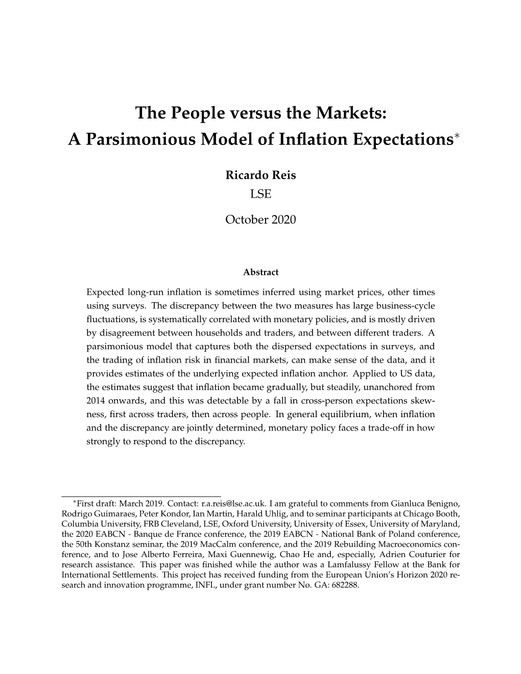 A Parsimonious Model of Inflation Expectations