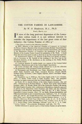 THE COTTON FAMINE in LANCASHIRE Hy 15'