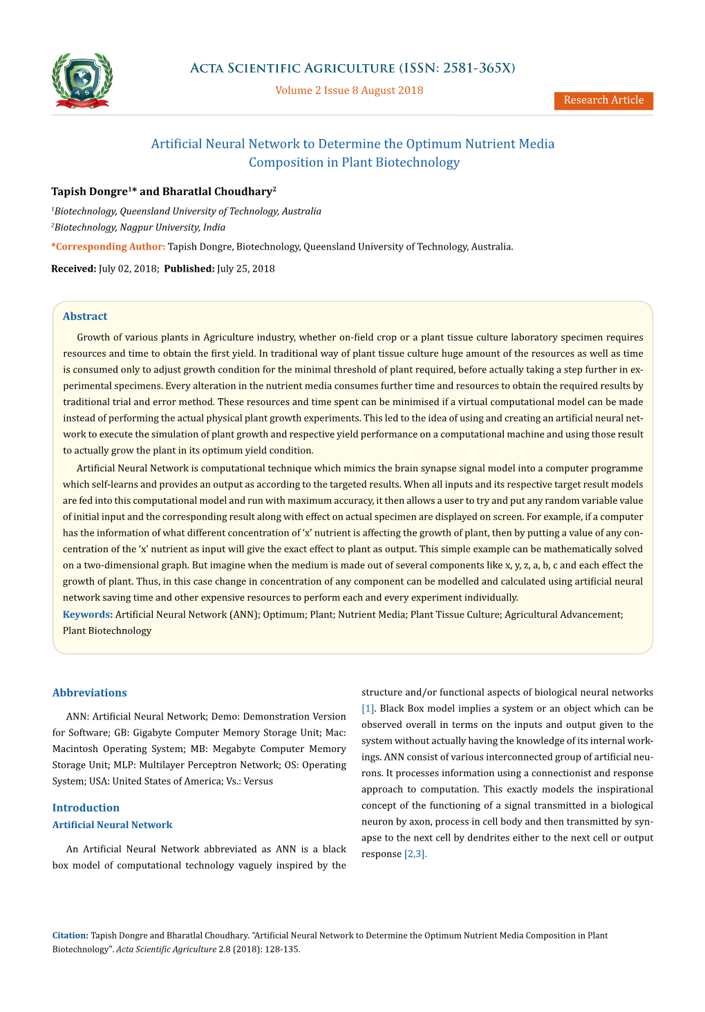 Artificial Neural Network to Determine the Optimum Nutrient Media