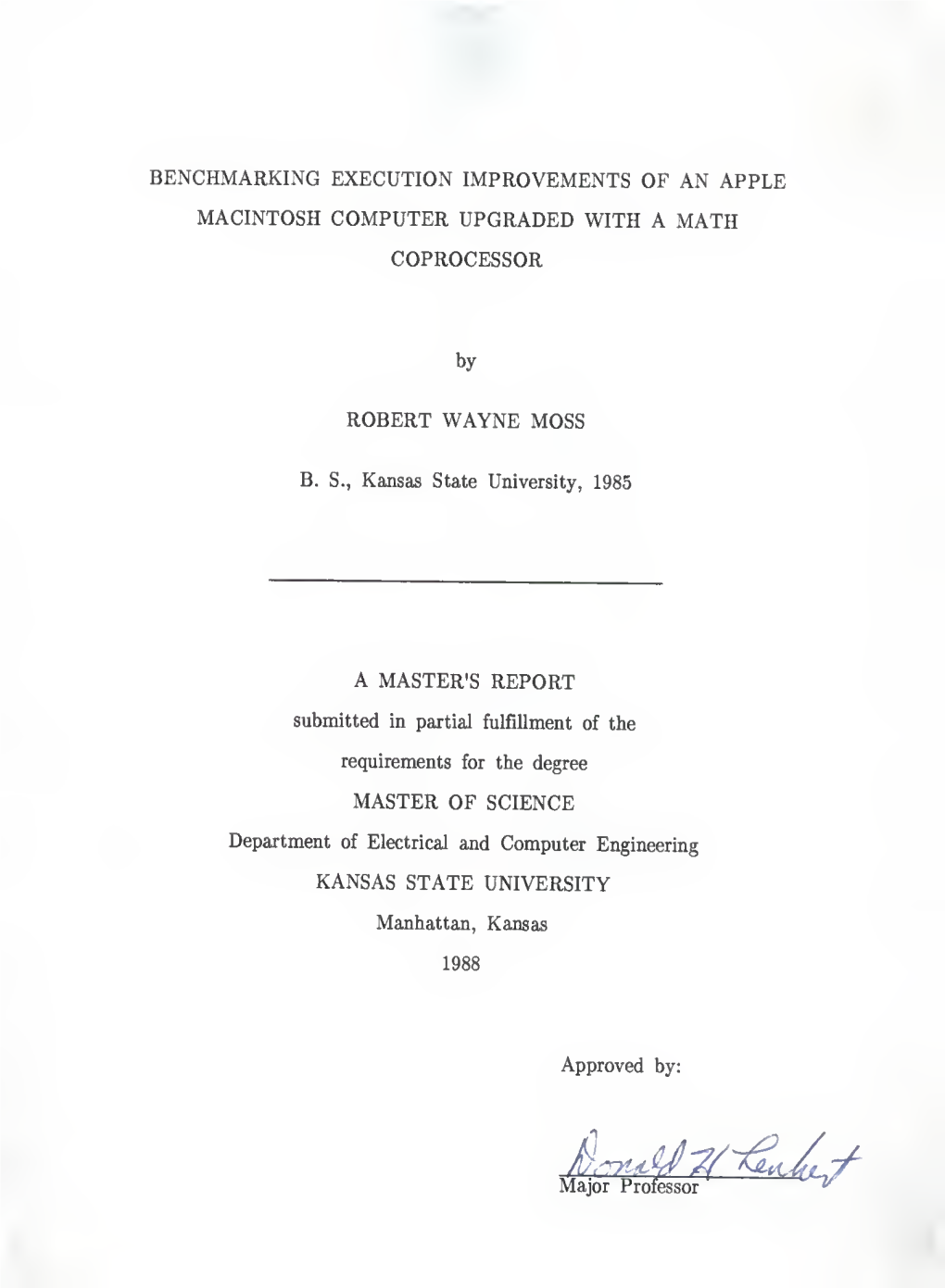 Benchmarking Execution Improvements of an Apple Macintosh Computer Upgraded with a Math Coprocessor