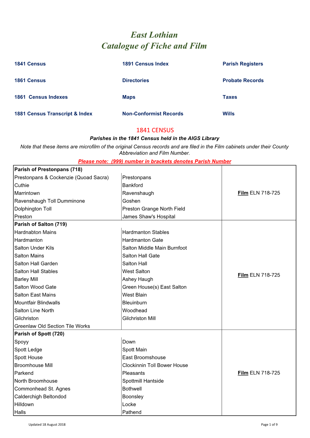 Catalogue of East Lothain, Scotland Fiche and Film.Xlsx