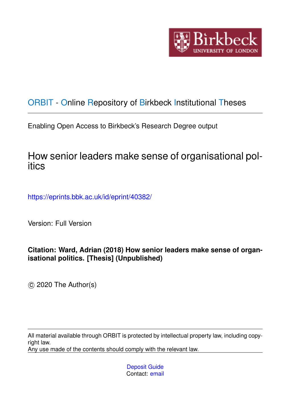 How Senior Leaders Make Sense of Organisational Pol- Itics