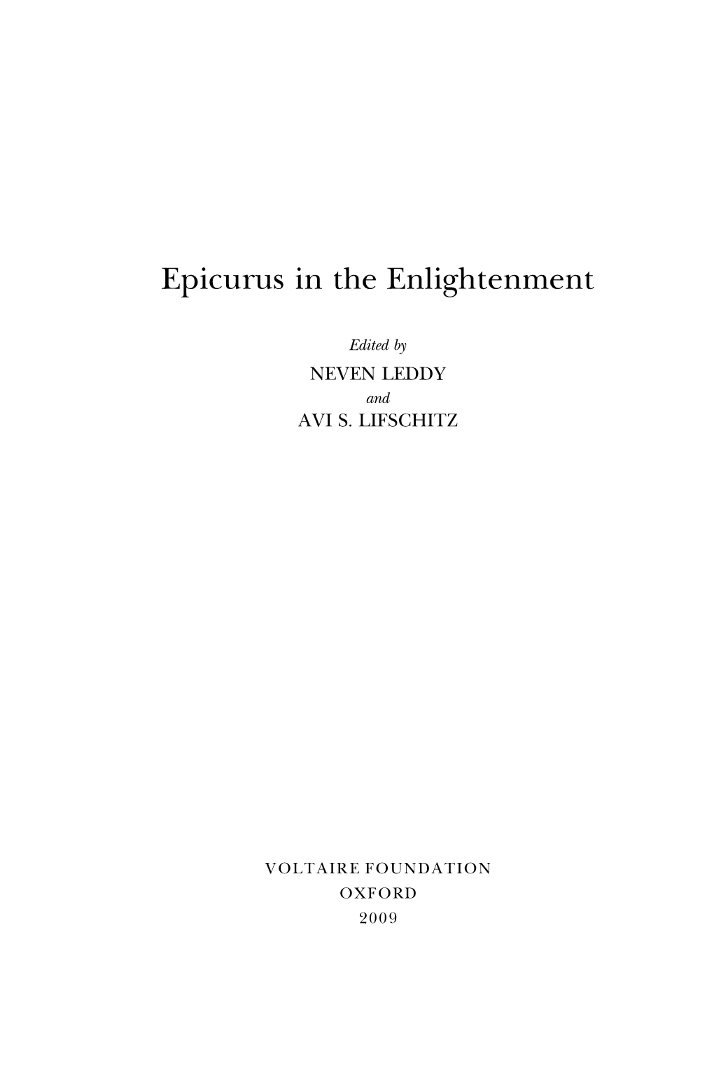 Epicurus in the Enlightenment