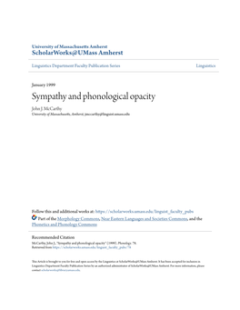Sympathy and Phonological Opacity John J