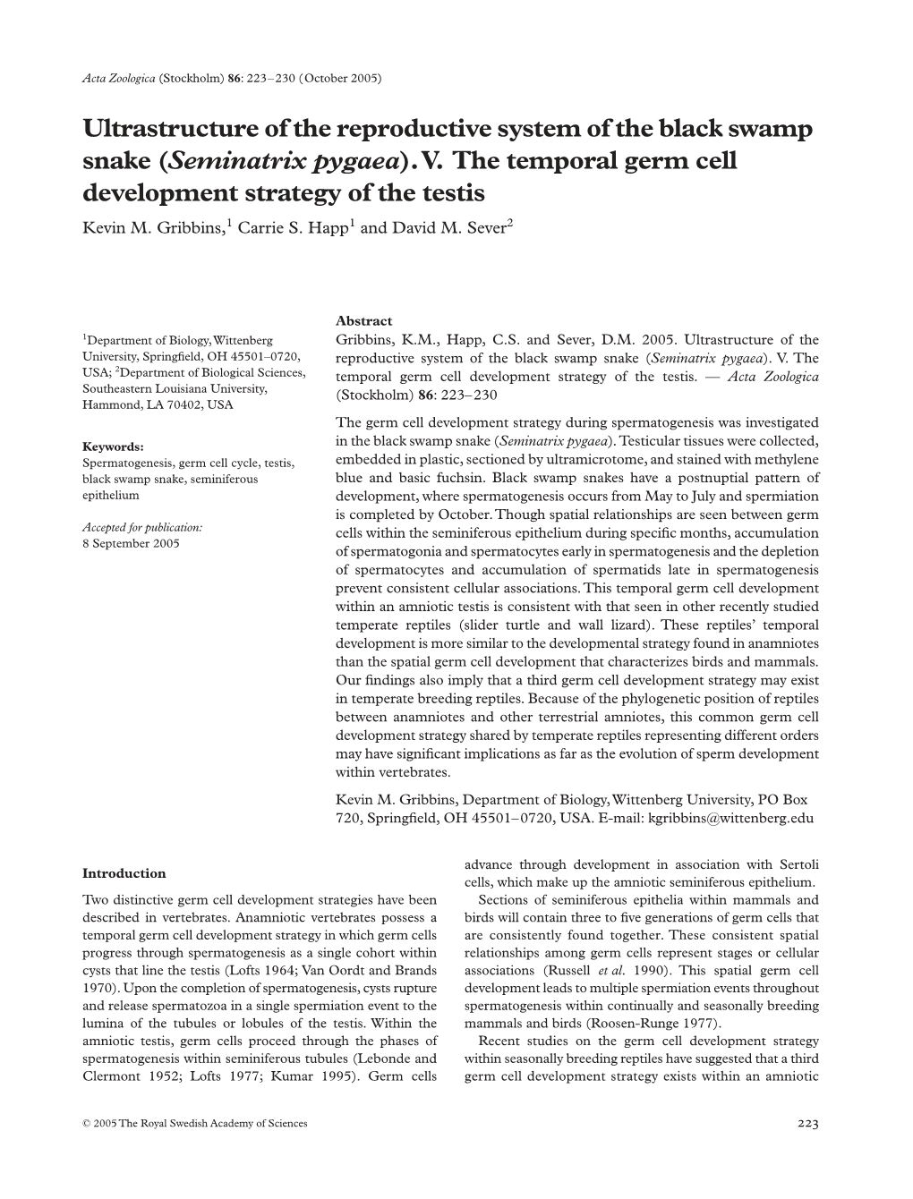 V. the Temporal Germ Cell Development Strategy of the Testis Kevin M