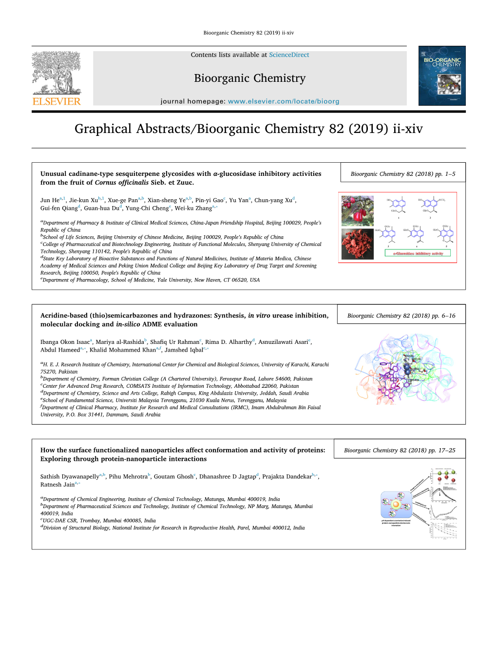 Bioorganic Chemistry 82 (2019) Ii-Xiv