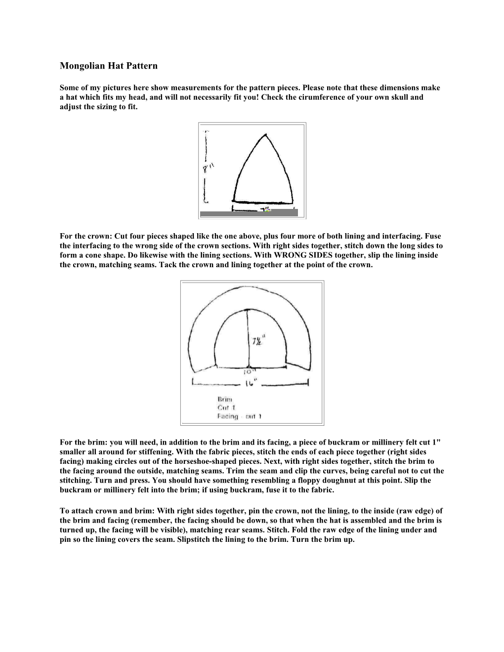 Mongolian Hat Pattern