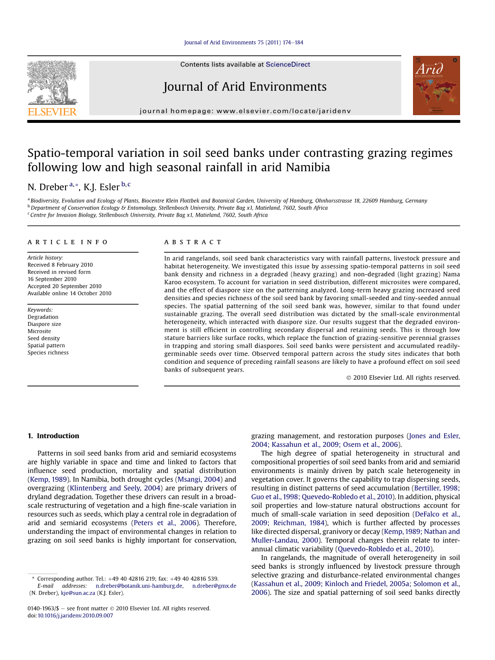 Spatio-Temporal Variation in Soil Seed Banks Under Contrasting Grazing Regimes Following Low and High Seasonal Rainfall in Arid Namibia