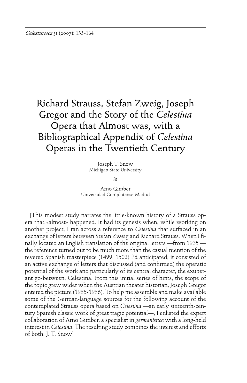 Richard Strauss, Stefan Zweig, Joseph Gregor and the Story of The