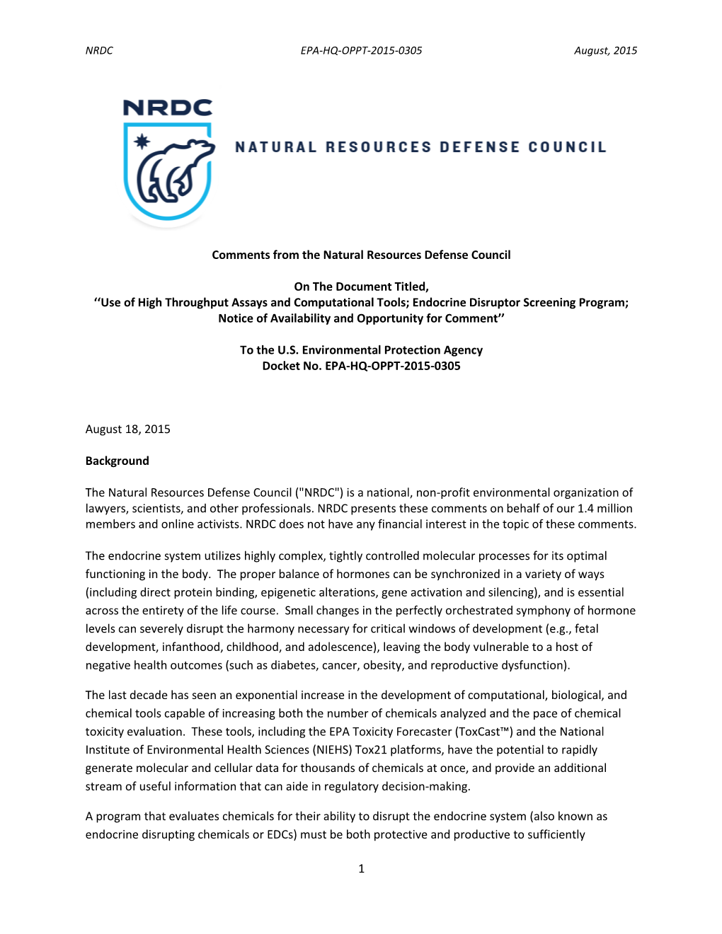 Use of High Throughput Assays and Computational Tools; Endocrine Disruptor Screening Program; Notice of Availability and Opportunity for Comment’’