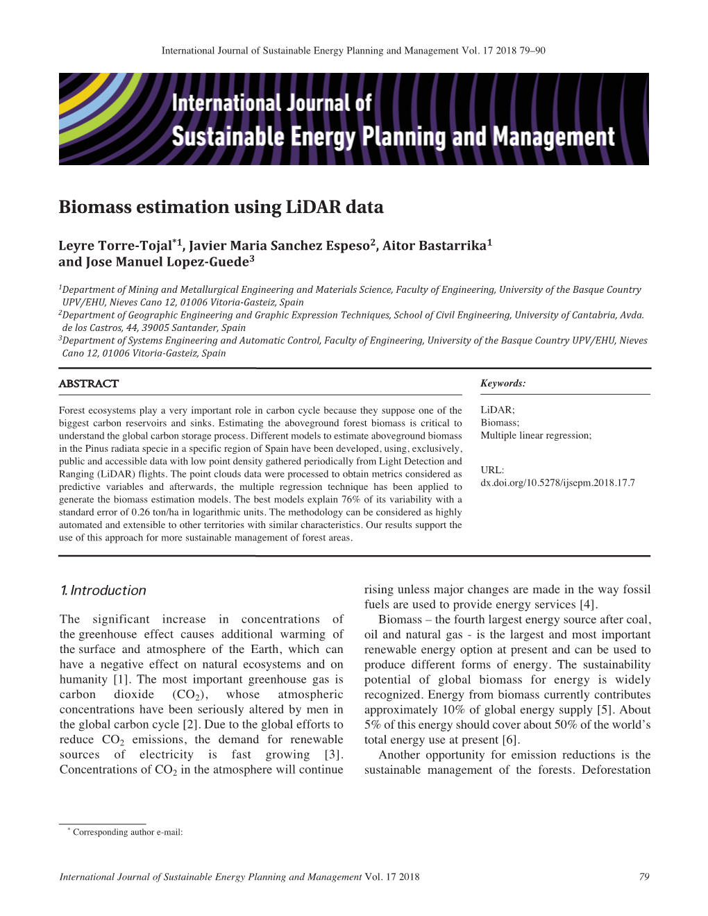 Biomass Estimation Using Lidar Data