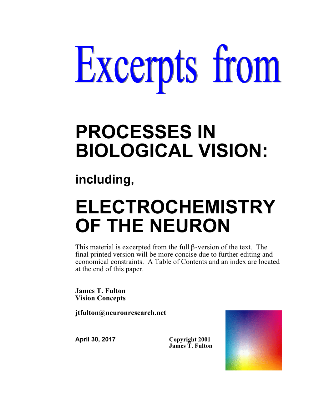 Processes in Biological Vision