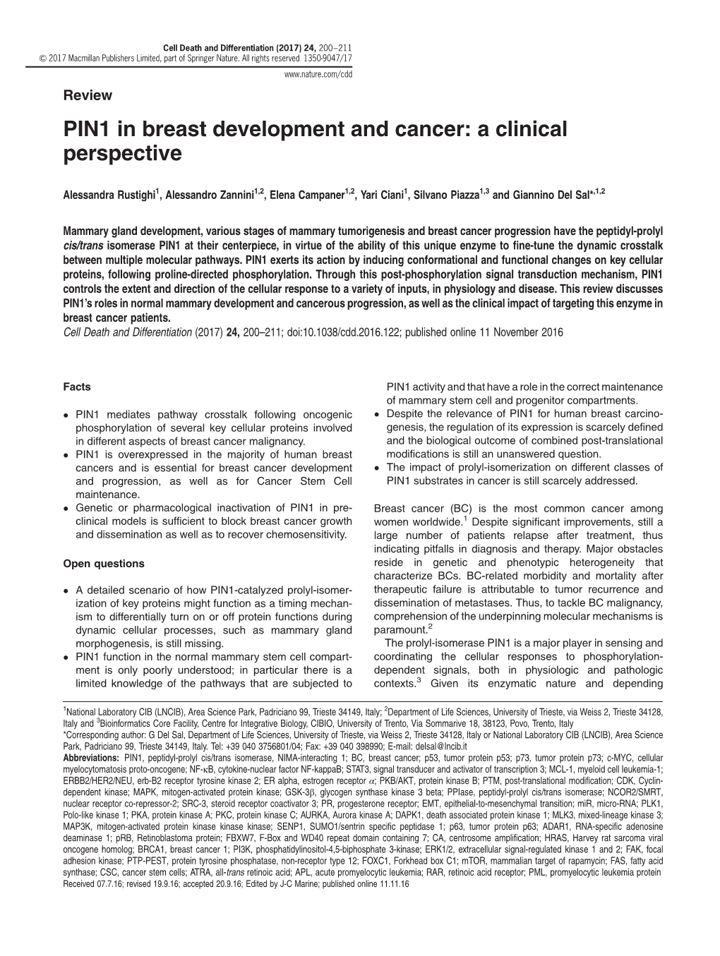 PIN1 in Breast Development and Cancer: a Clinical Perspective