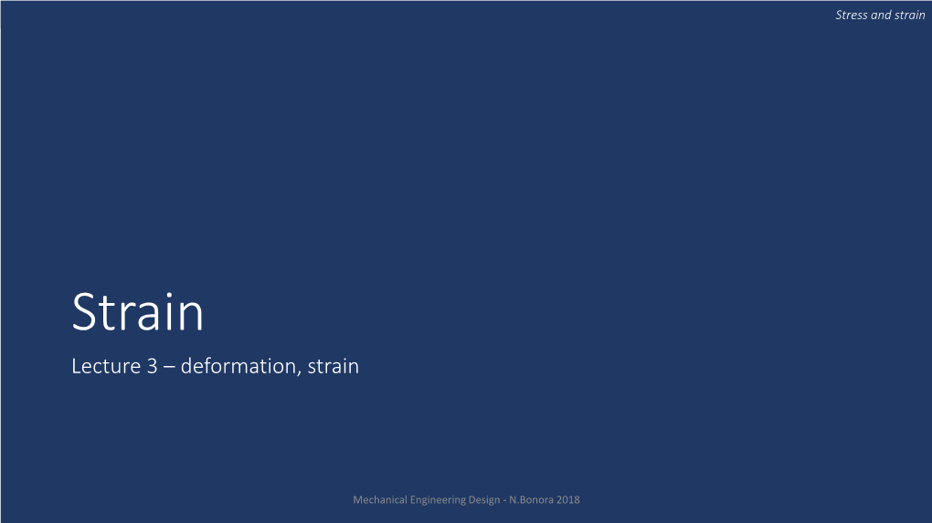 Deformation and Strain