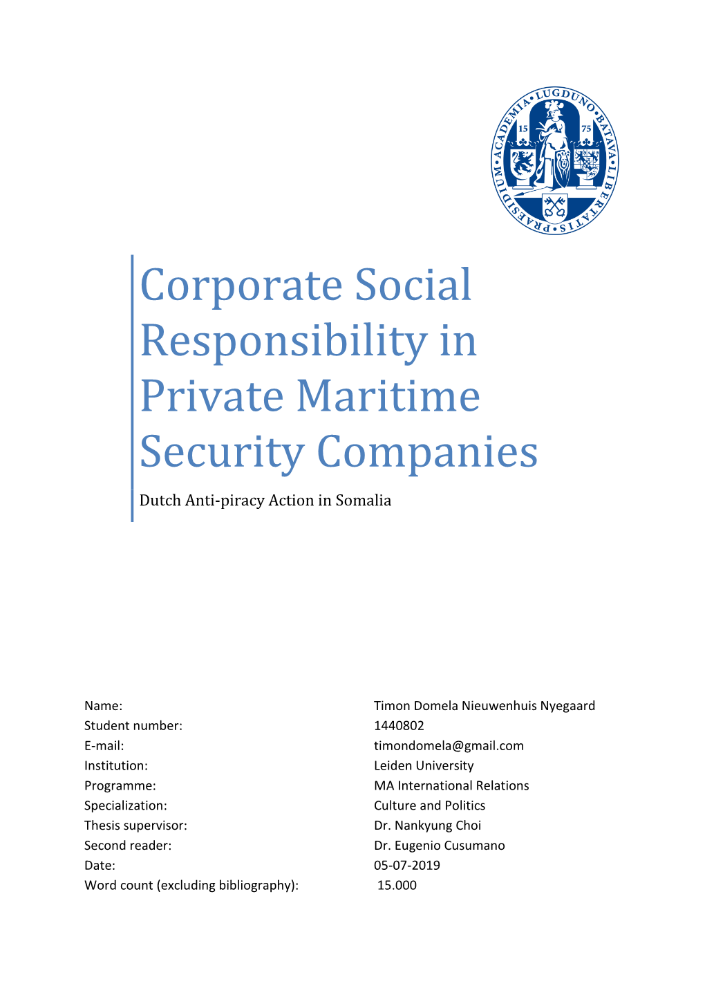 Corporate Social Responsibility in Private Maritime Security Companies