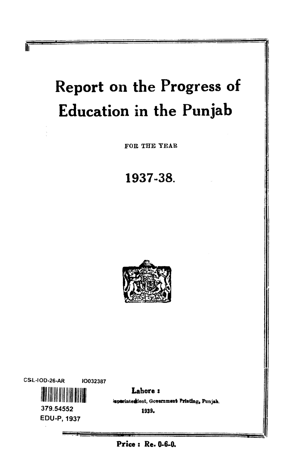 Report on the Progress of Education in the Punjab