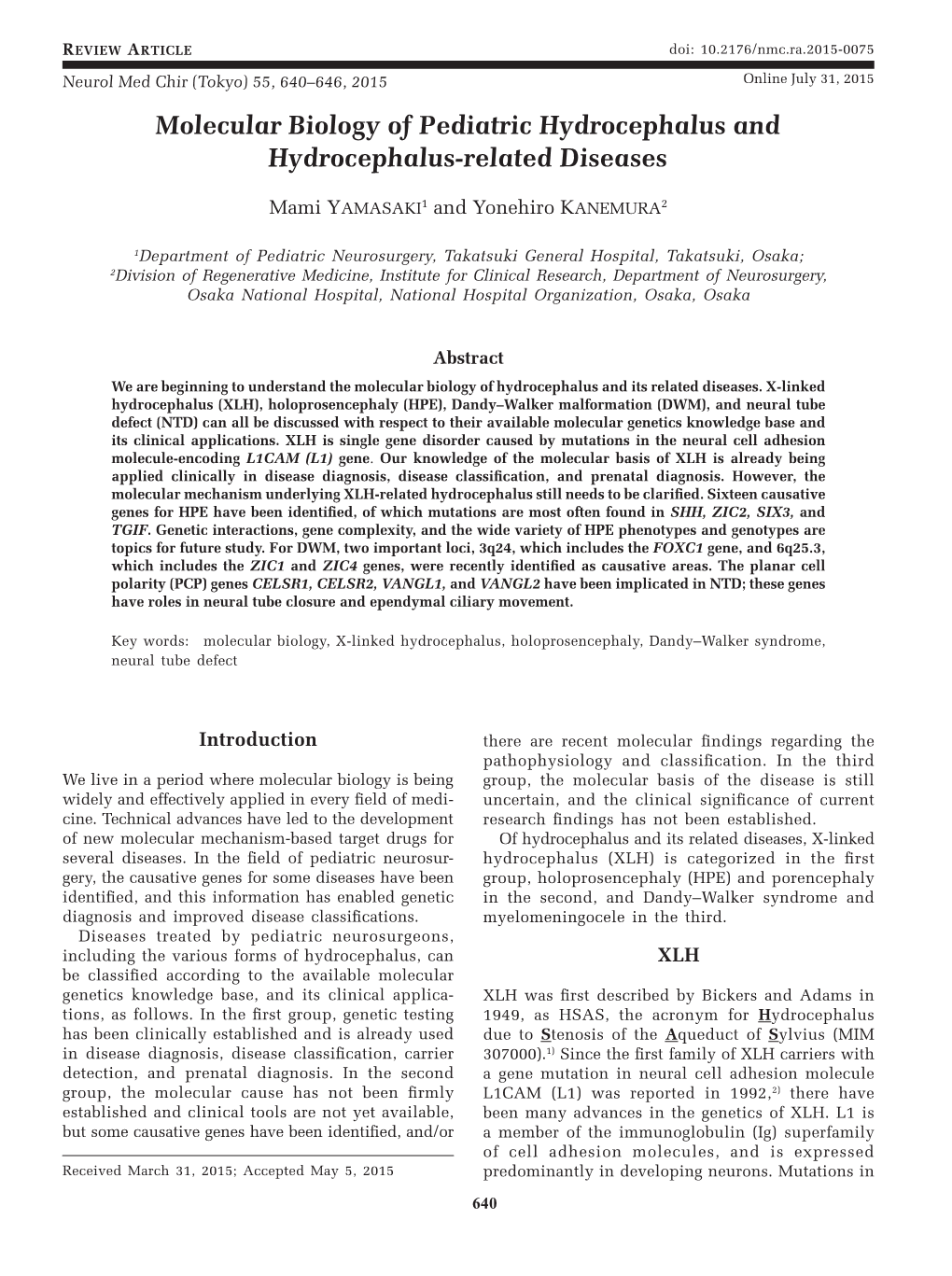 Molecular Biology of Pediatric Hydrocephalus and Hydrocephalus-Related Diseases