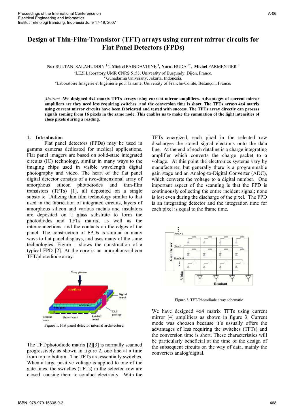 Design of Thin-Film-Transistor (TFT) Arrays Using Current Mirror Circuits for Flat Panel Detectors (Fpds)