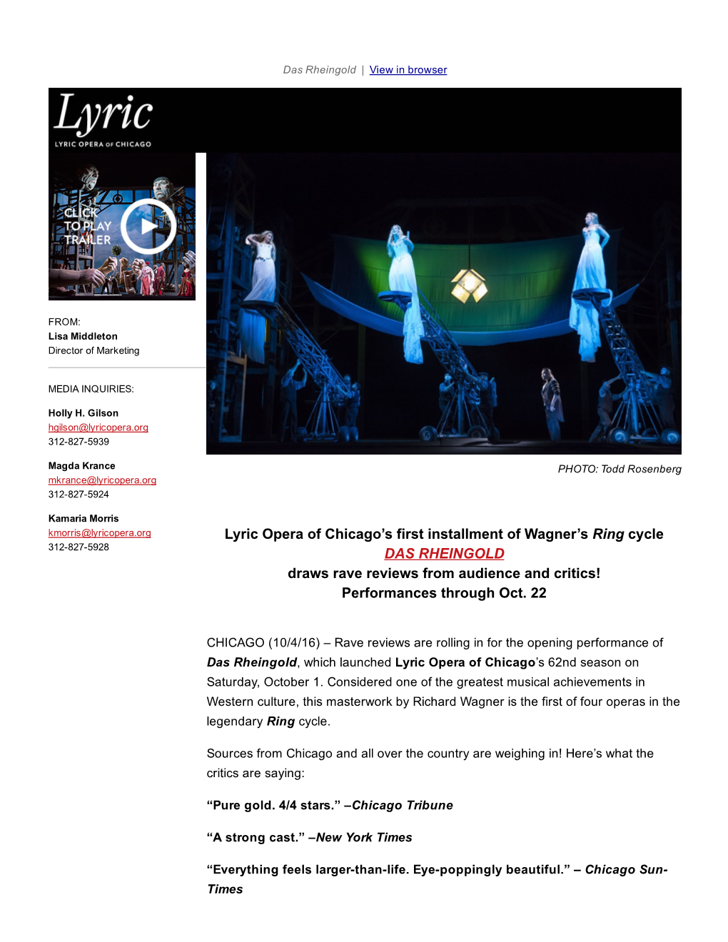 Lyric Opera of Chicago's First Installment of Wagner's Ring Cycle