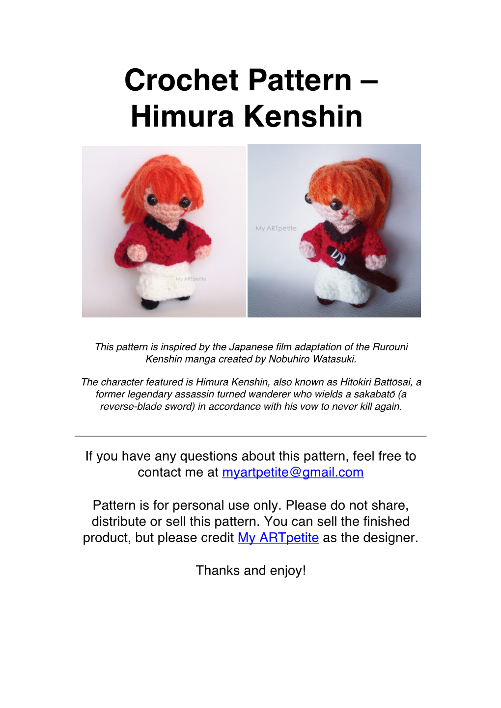 Crochet Pattern – Himura Kenshin