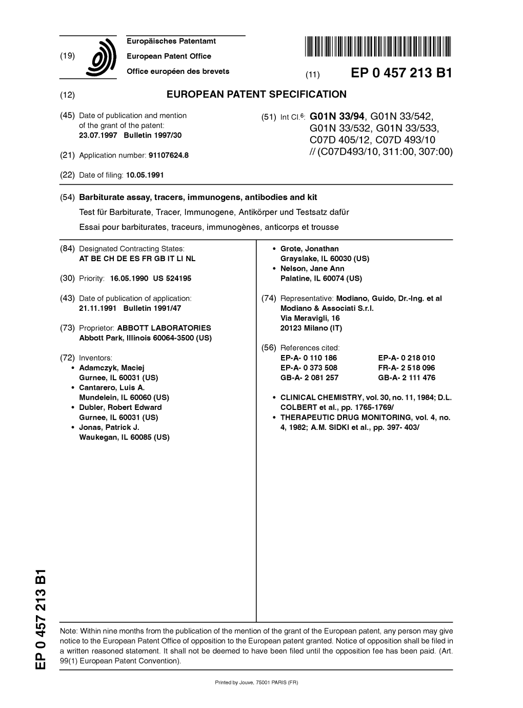 Barbiturate Assay, Tracers, Immunogens, Antibodies and Kit