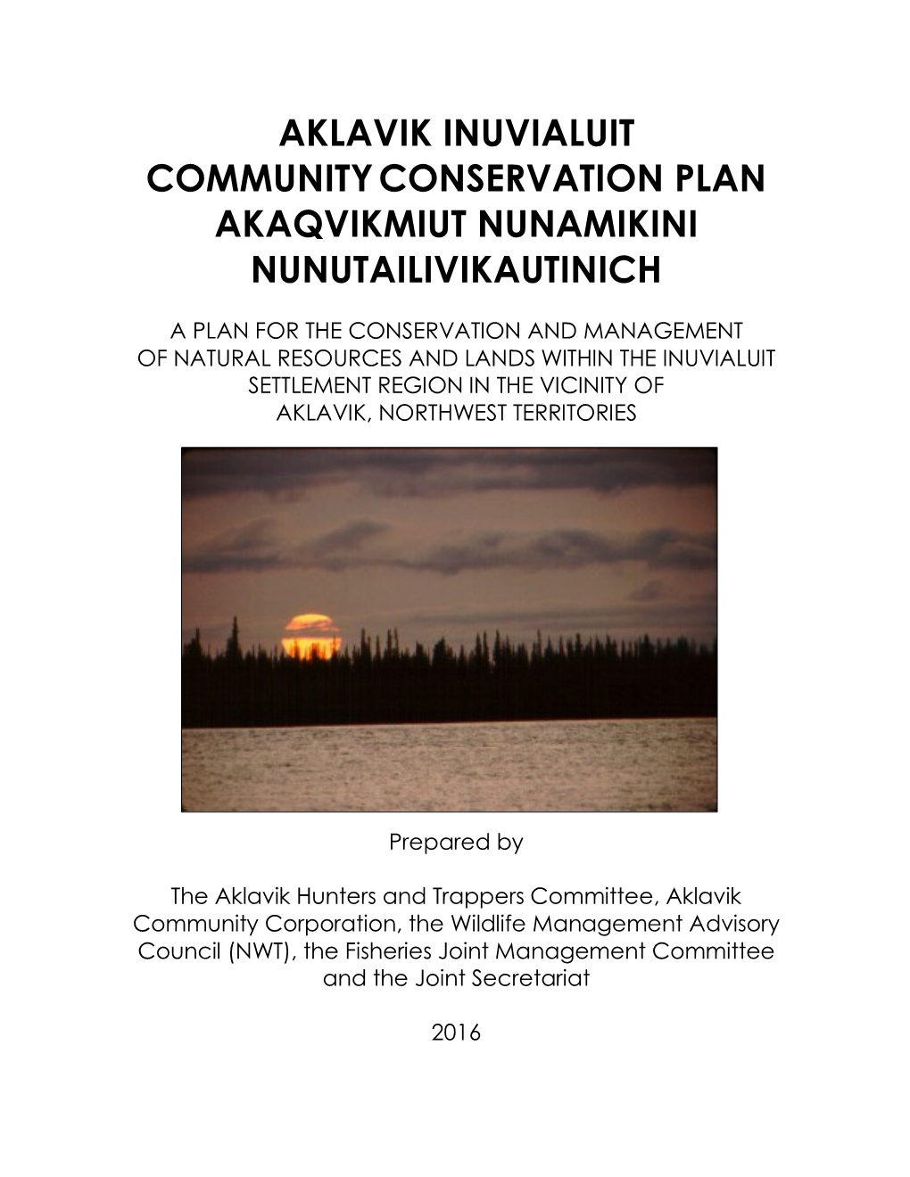 Aklavik Community Conservation Plan