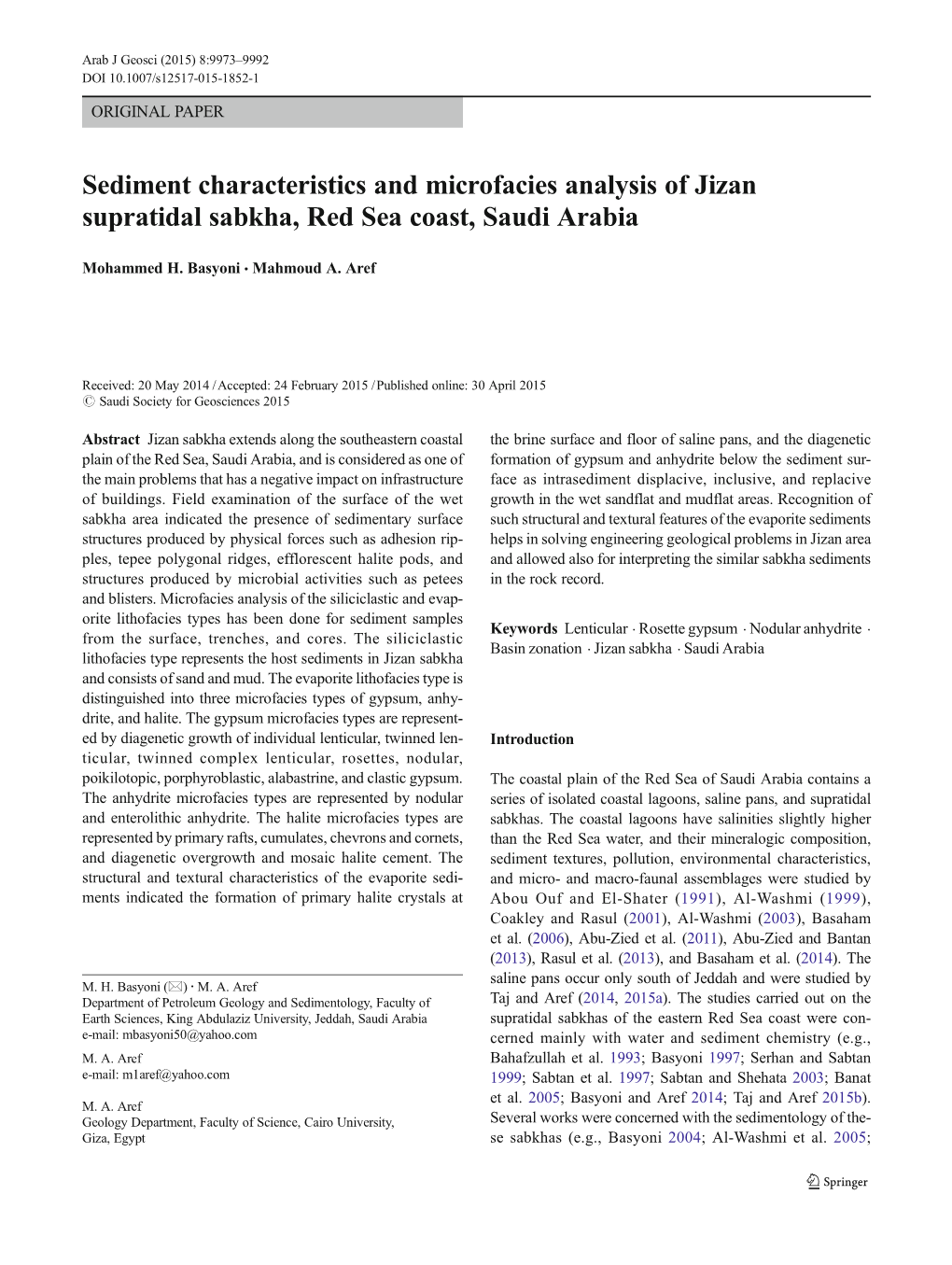 Sediment Characteristics and Microfacies Analysis of Jizan Supratidal Sabkha, Red Sea Coast, Saudi Arabia