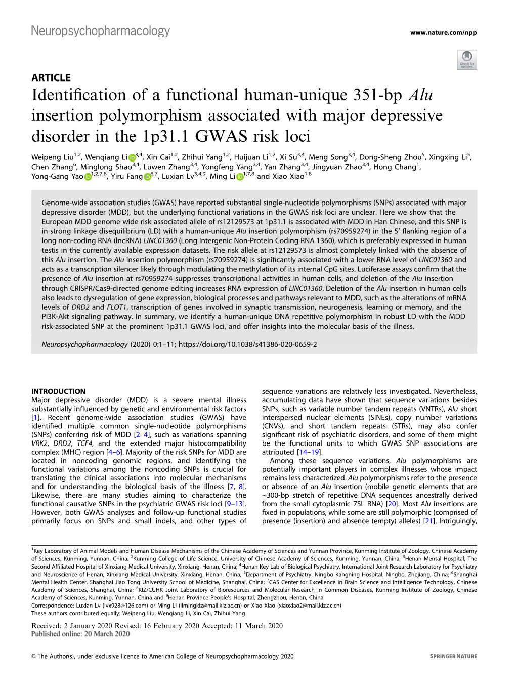 Identification of a Functional Human-Unique 351-Bp Alu Insertion