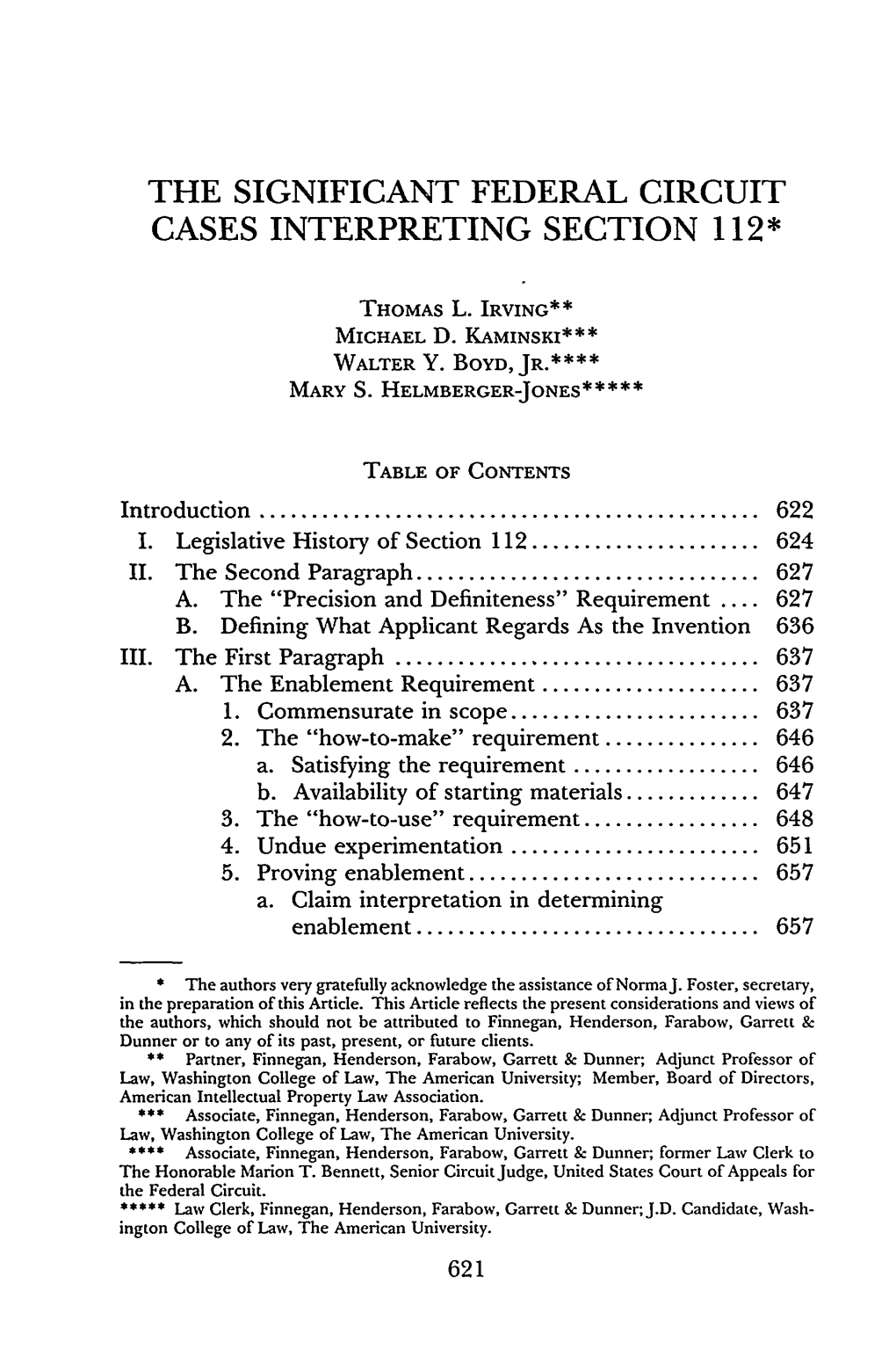 The Significant Federal Circuit Cases Interpreting Section 112*