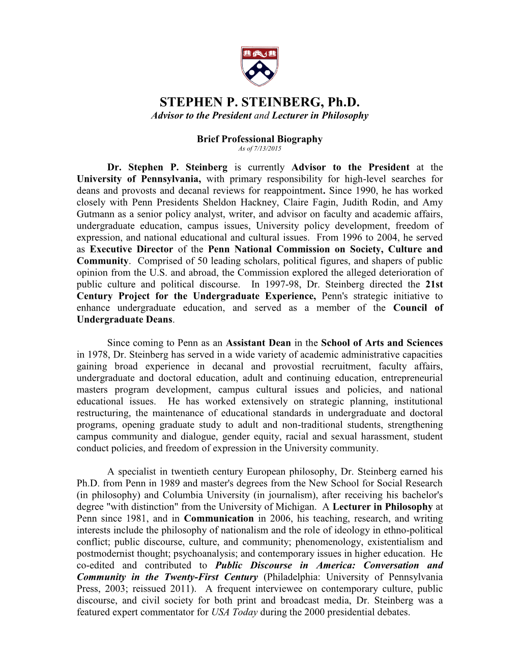 STEPHEN P. STEINBERG, Ph.D