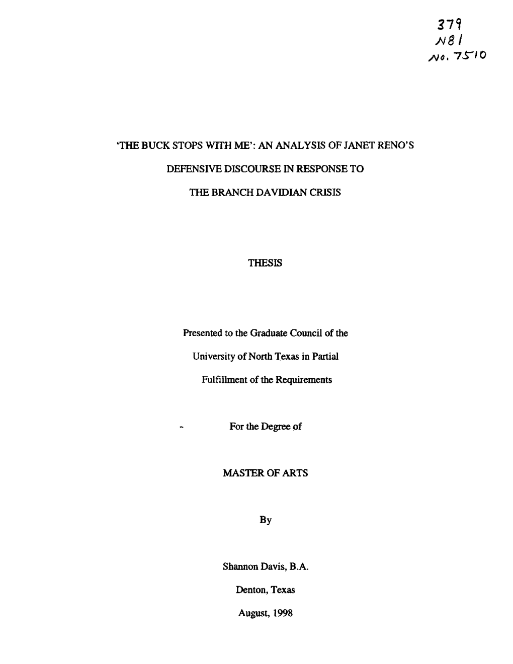 37&lt;? SJC, 7JT/0 'THE BUCK STOPS with ME': an ANALYSIS OF