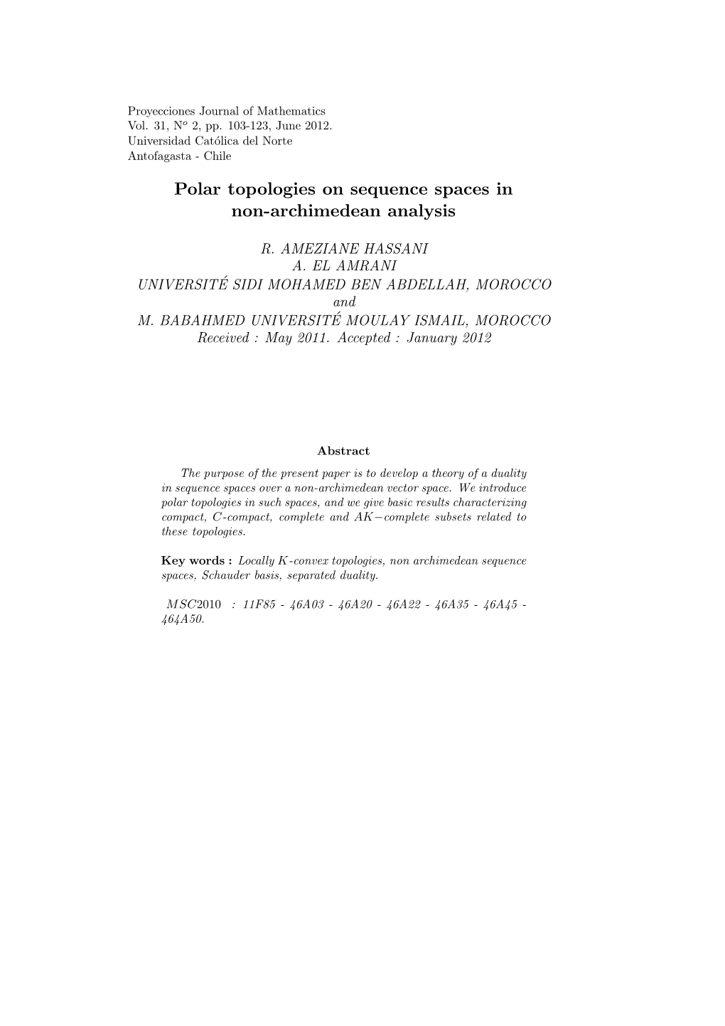 Polar Topologies on Sequence Spaces in Non-Archimedean Analysis