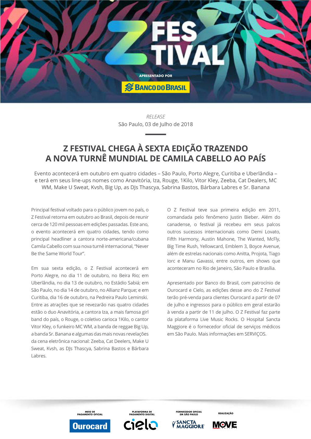 Z Festival Chega À Sexta Edição Trazendo a Nova Turnê Mundial De Camila Cabello Ao País