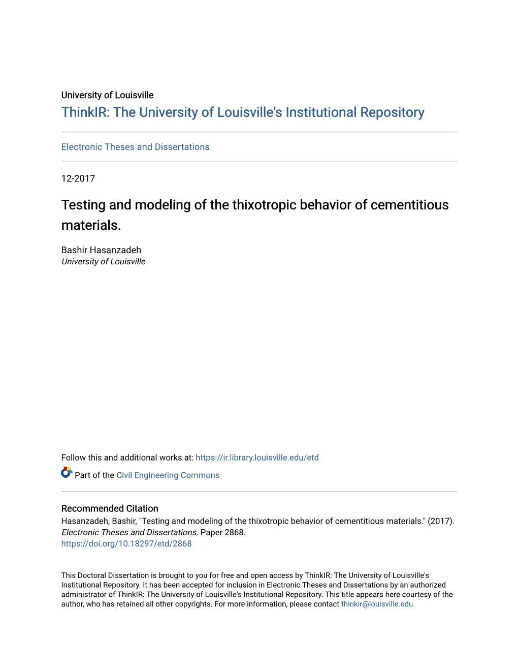 Testing and Modeling of the Thixotropic Behavior of Cementitious Materials