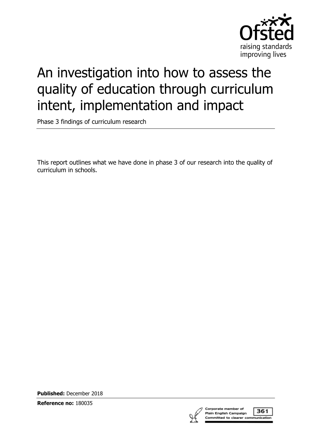 Ofsted: Assessing Intent and Implementation of Curriculum
