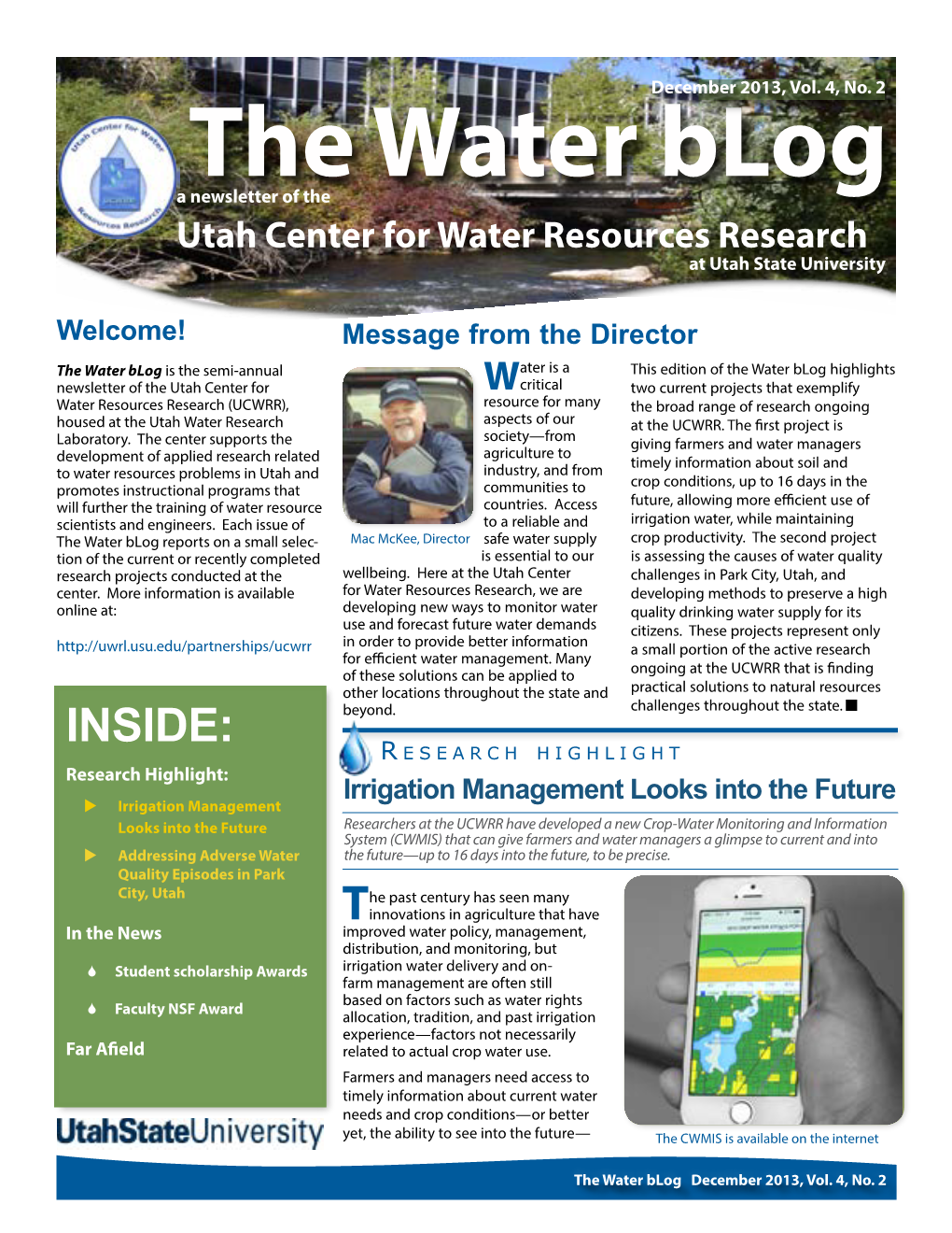 The Water Blog a Newsletter of the Utah Center for Water Resources Research at Utah State University