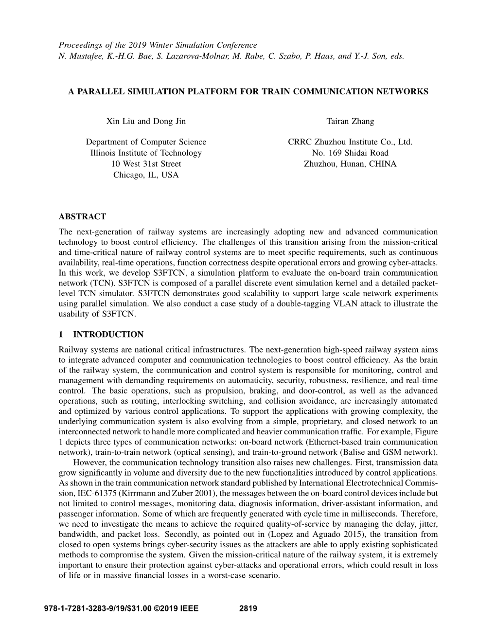 A Parallel Simulation Platform for Train Communication Networks