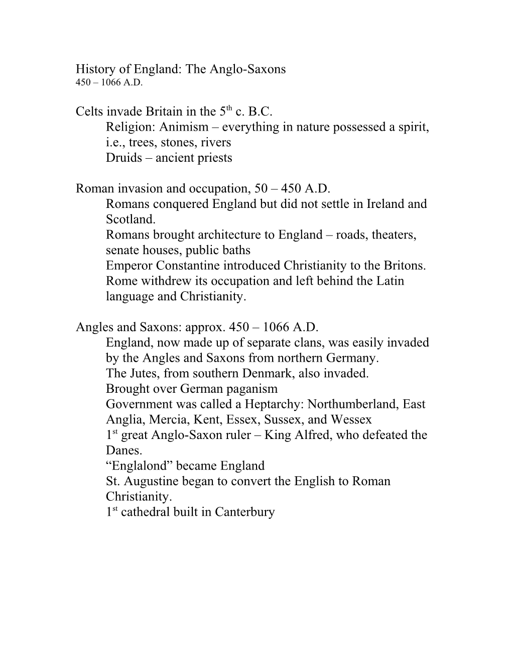 History of England: the Anglo-Saxons