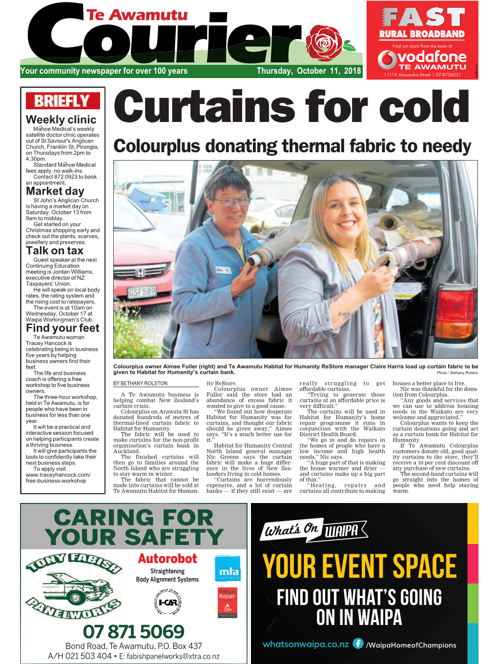 Te Awamutu Courier Thursday, October 11, 2018 Shining Light on Child Marriage