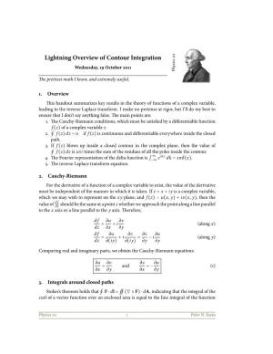 Lightning Overview of Contour Integration Wednesday, ÕÉ October Óþõõ Physics ÕÕÕ
