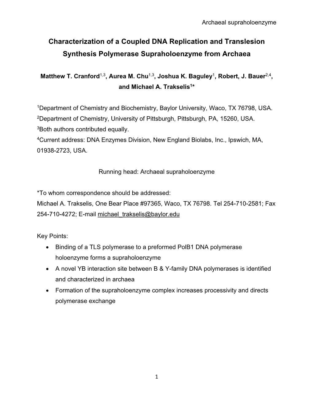 Characterization Of A Coupled Dna Replication And Translesion Synthesis 