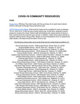 Covid-19 Community Resources